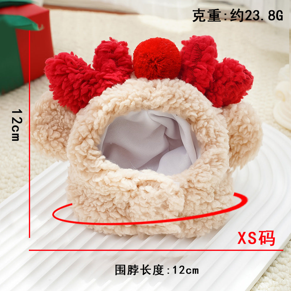 Dog cat pet dog hat saliva towel bib teddy French bucket autumn and winter clothes dress up cat christmas supplies
