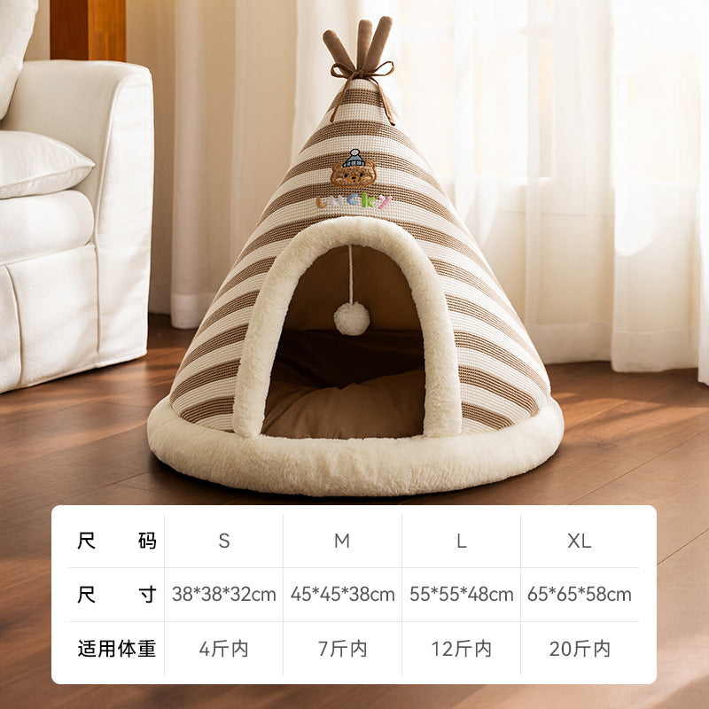 Cat nest autumn and winter round nest knitted tent nest thickened warm yurt Christmas cat house cross-border kennel pet nest