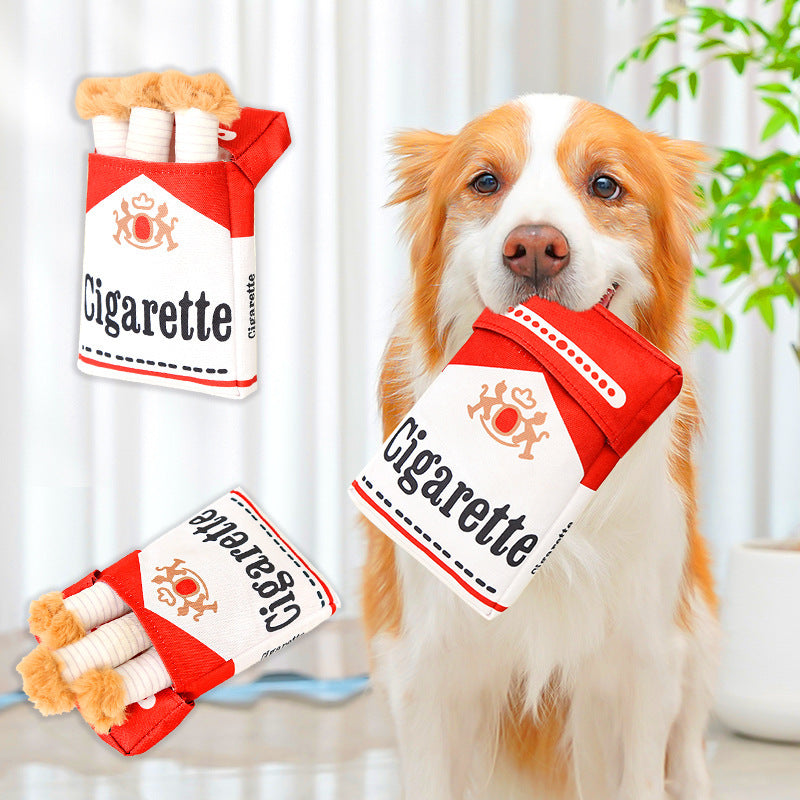 Dog Sound Toy Simulation Cigarette with Box Pet Dog Bite Toy
