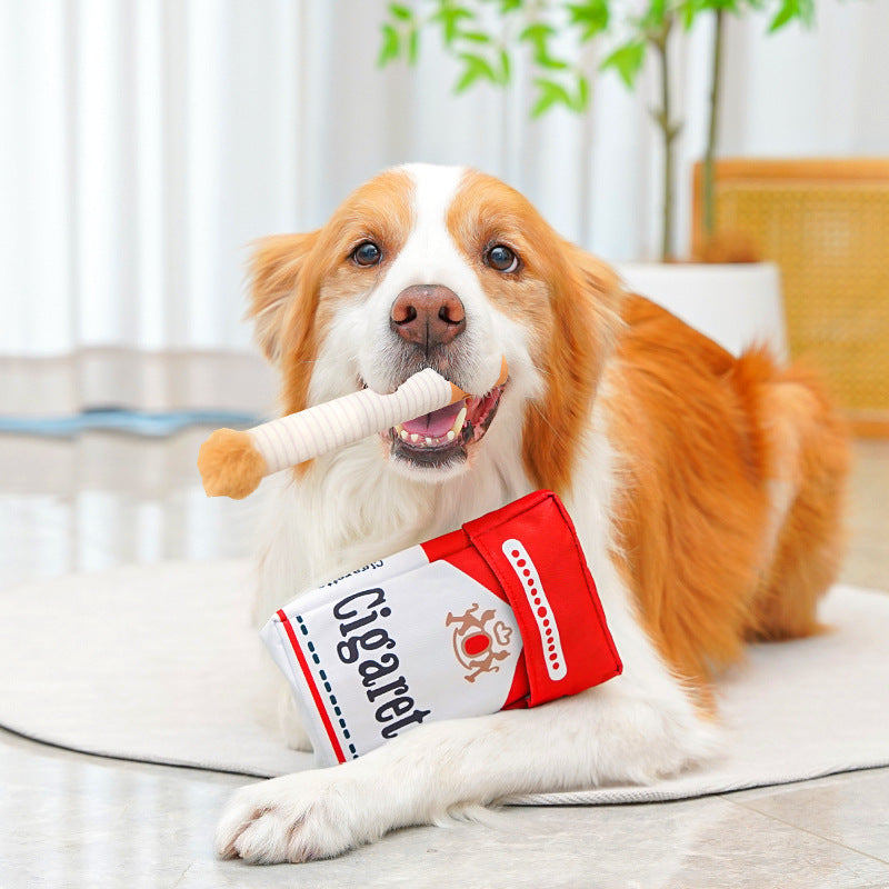 Dog Sound Toy Simulation Cigarette with Box Pet Dog Bite Toy