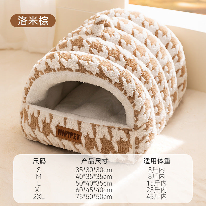Cat nest autumn and winter round nest knitted tent nest thickened warm yurt Christmas cat house cross-border kennel pet nest