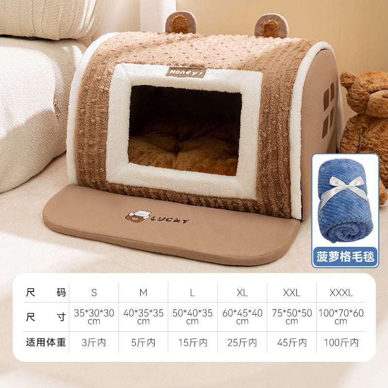 Cat nest autumn and winter round nest knitted tent nest thickened warm yurt Christmas cat house cross-border kennel pet nest