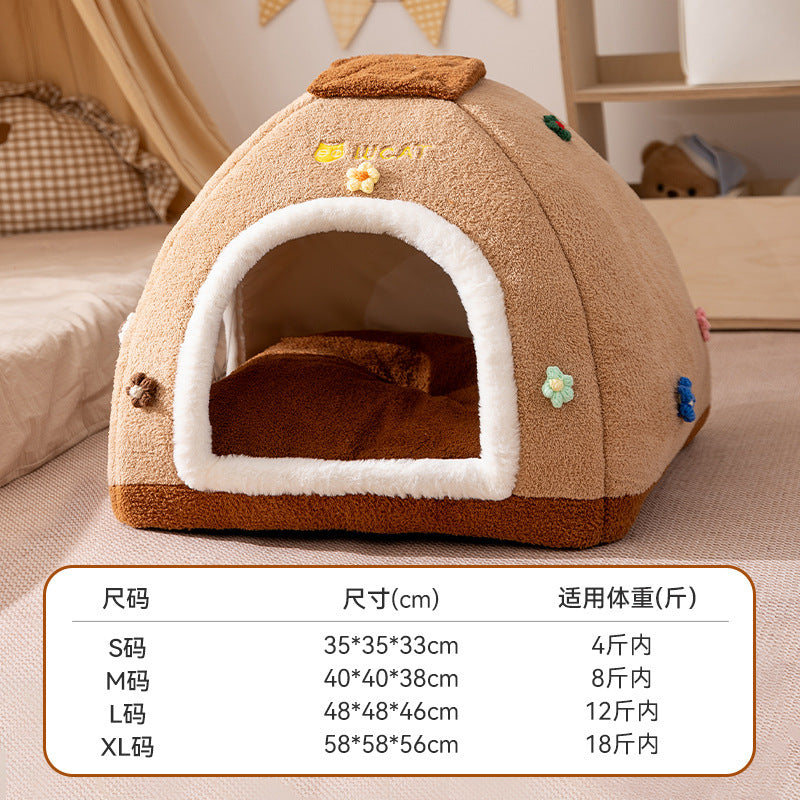 Cat nest autumn and winter round nest knitted tent nest thickened warm yurt Christmas cat house cross-border kennel pet nest