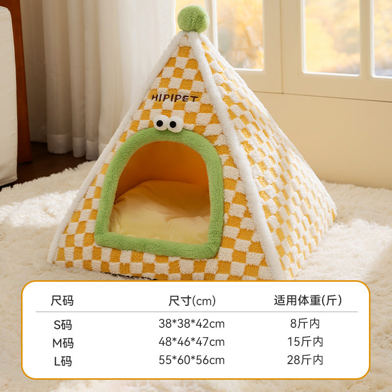 Cat nest autumn and winter round nest knitted tent nest thickened warm yurt Christmas cat house cross-border kennel pet nest