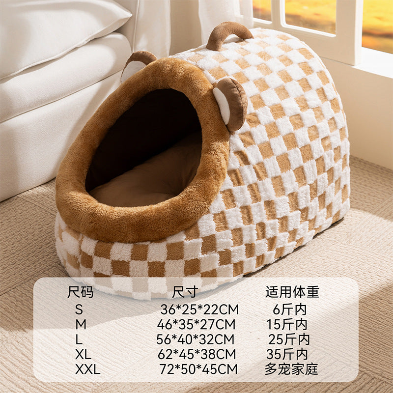 Cat nest autumn and winter round nest knitted tent nest thickened warm yurt Christmas cat house cross-border kennel pet nest