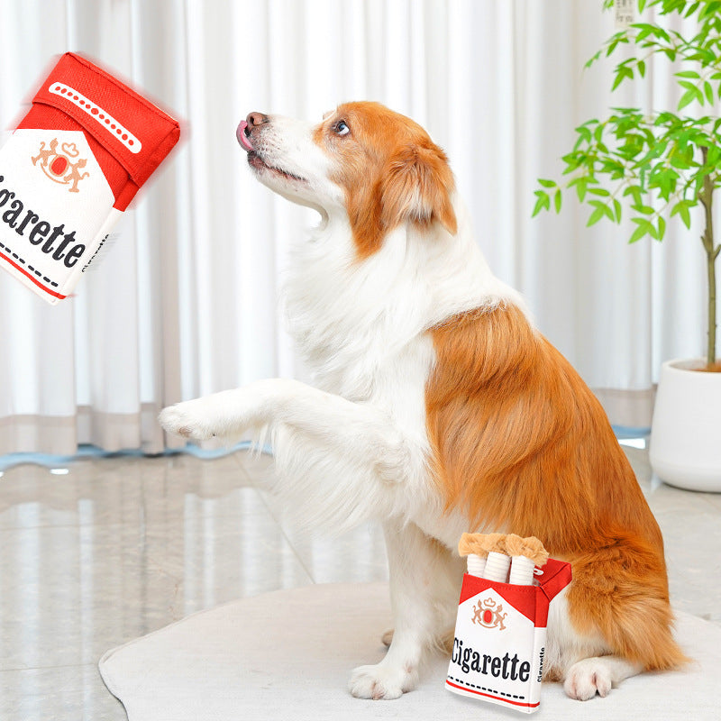 Dog Sound Toy Simulation Cigarette with Box Pet Dog Bite Toy