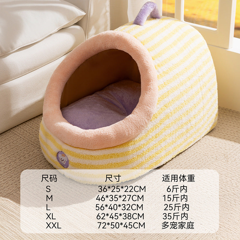 Cat nest autumn and winter round nest knitted tent nest thickened warm yurt Christmas cat house cross-border kennel pet nest