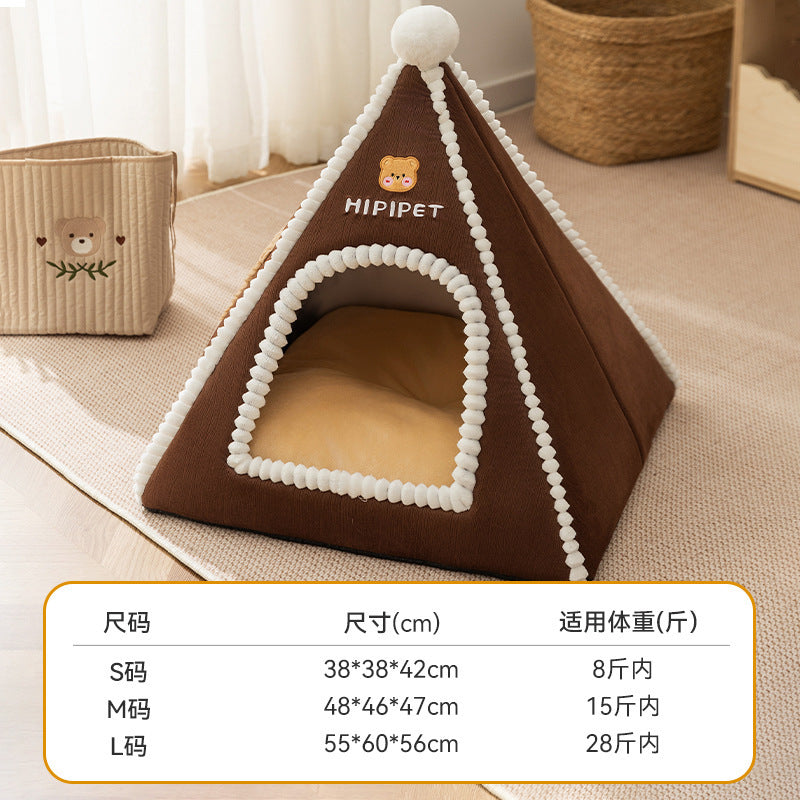 Cat nest autumn and winter round nest knitted tent nest thickened warm yurt Christmas cat house cross-border kennel pet nest