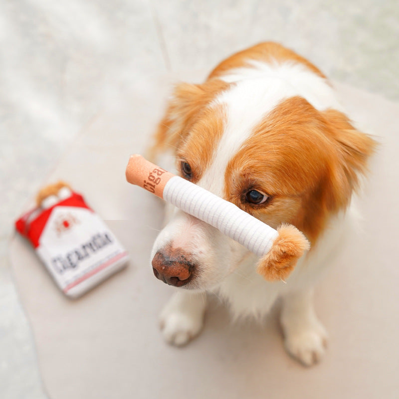 Dog Sound Toy Simulation Cigarette with Box Pet Dog Bite Toy
