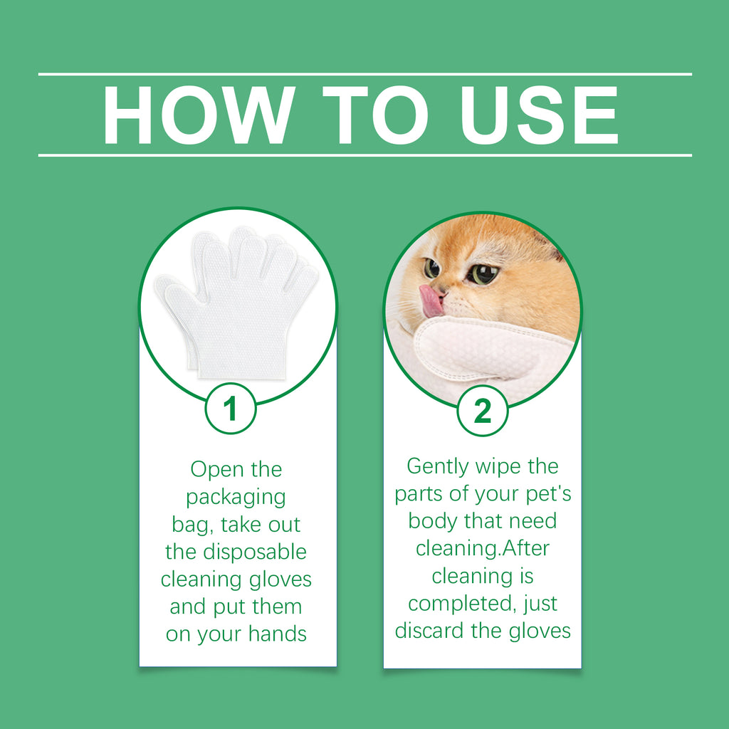 Pet disposable cleaning gloves, dog cat hair skin gentle cleaning care gloves