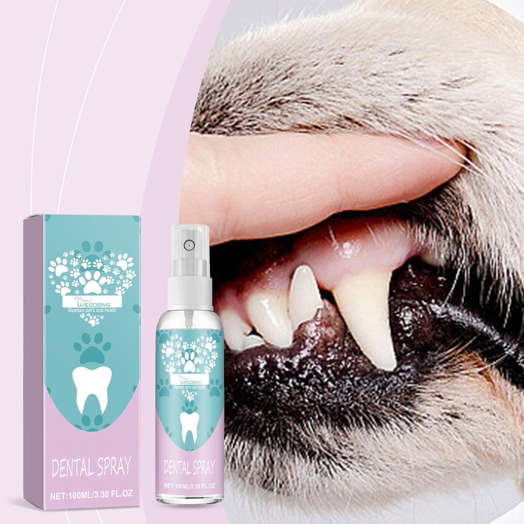 Pet tooth spray, pampering and cleaning pet oral teeth to remove tooth stains Tooth yellow care spray