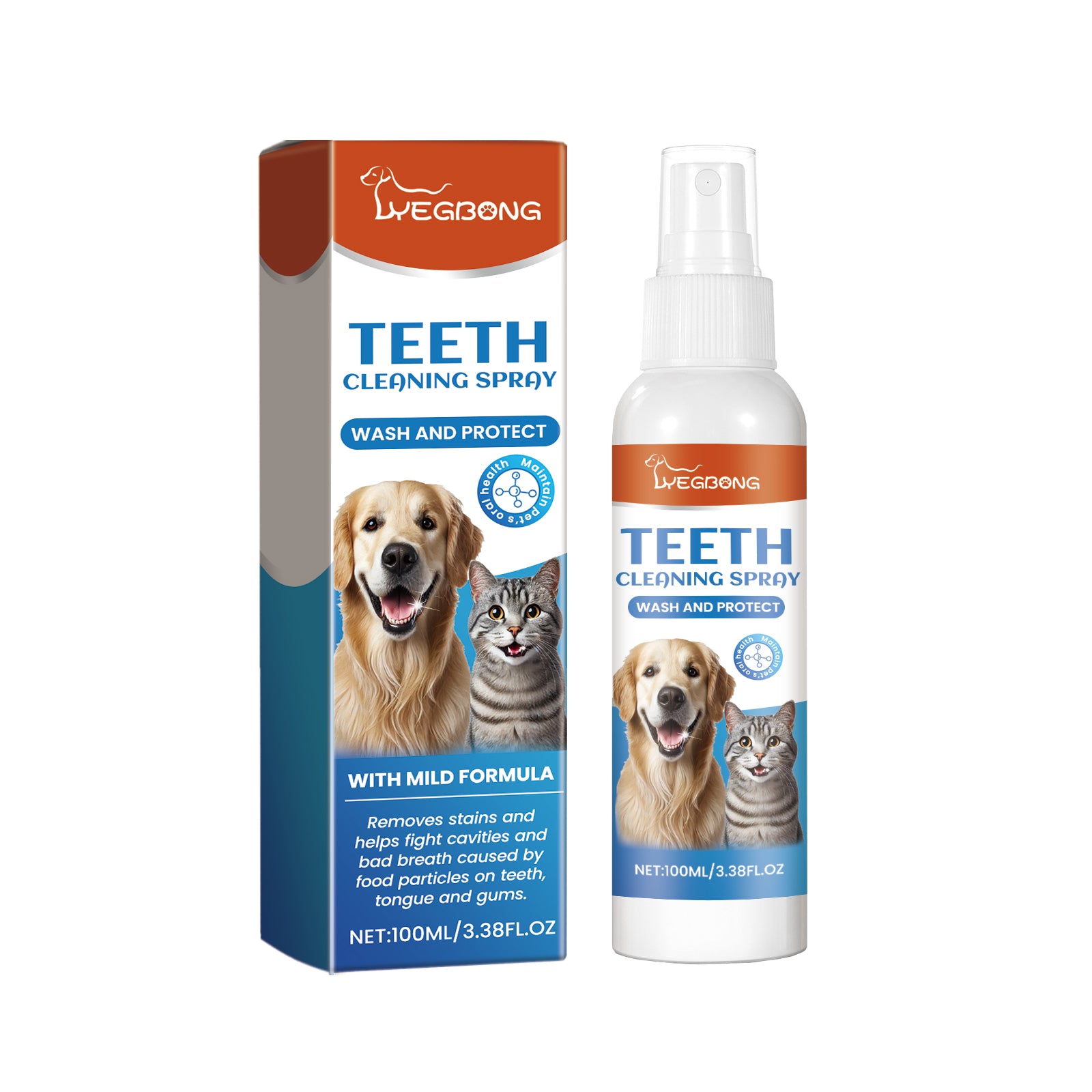 Pet breath freshening spray, cleaning teeth, tartar odor care, lasting fresh care
