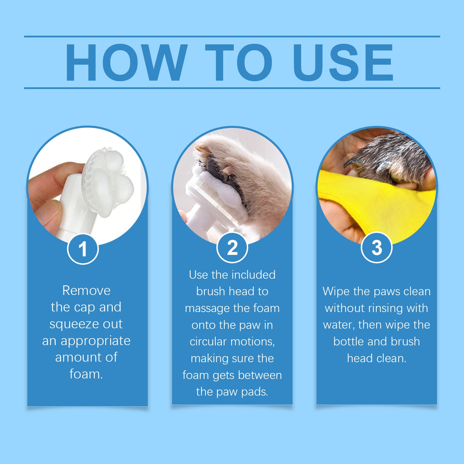 Pet paw foam cleaner, dog and cat cleaning foot sole foot pad care cleaner