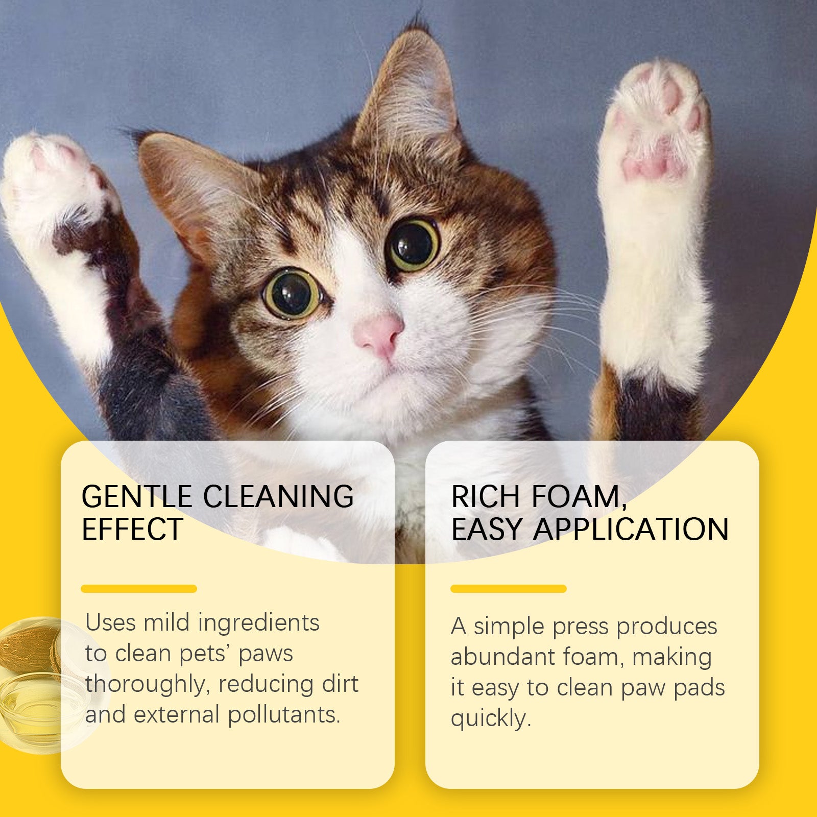 Pet sole foam cleaner, deep cleaning dog cat foot care moisturizing and moisturizing
