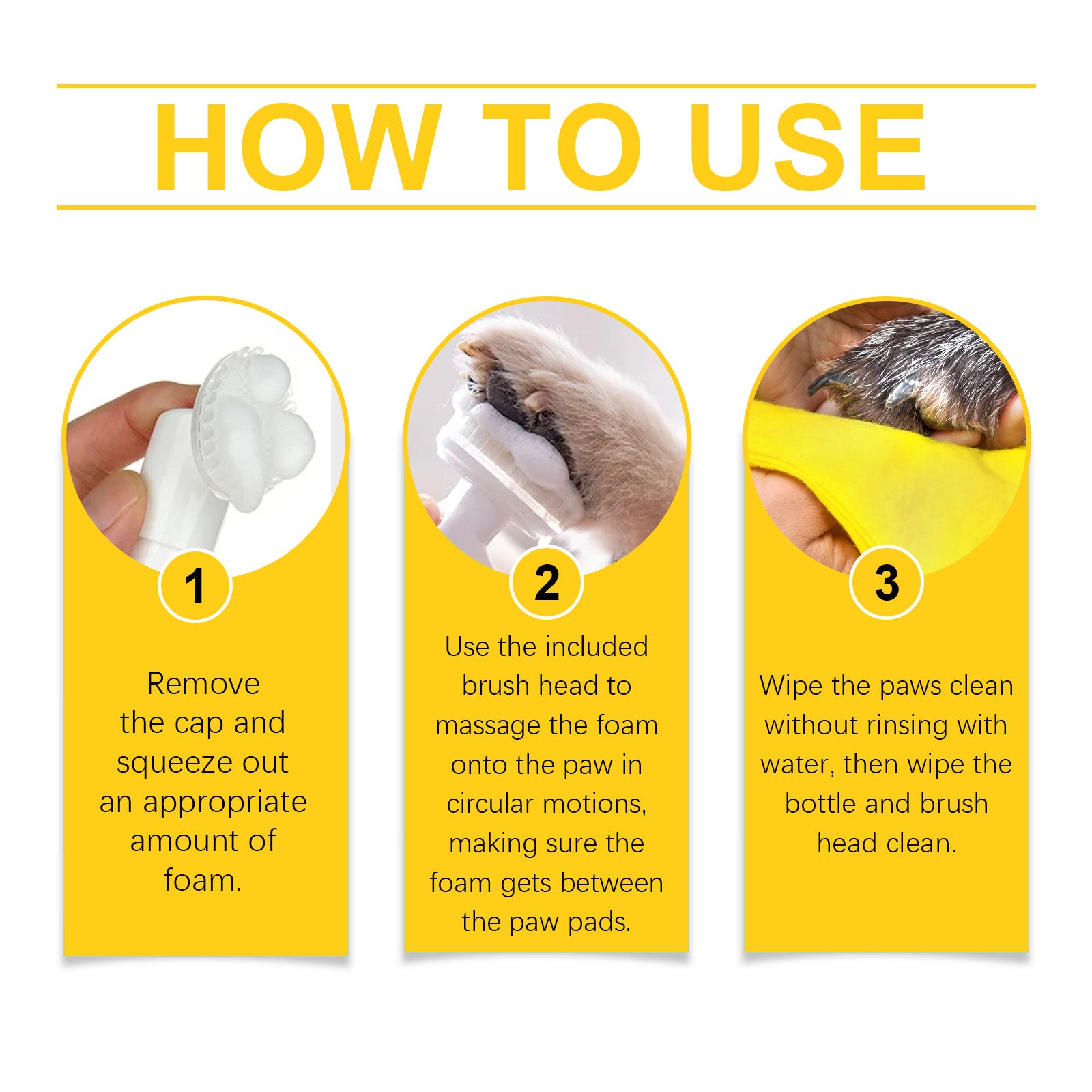 Pet sole foam cleaner, deep cleaning dog cat foot care moisturizing and moisturizing