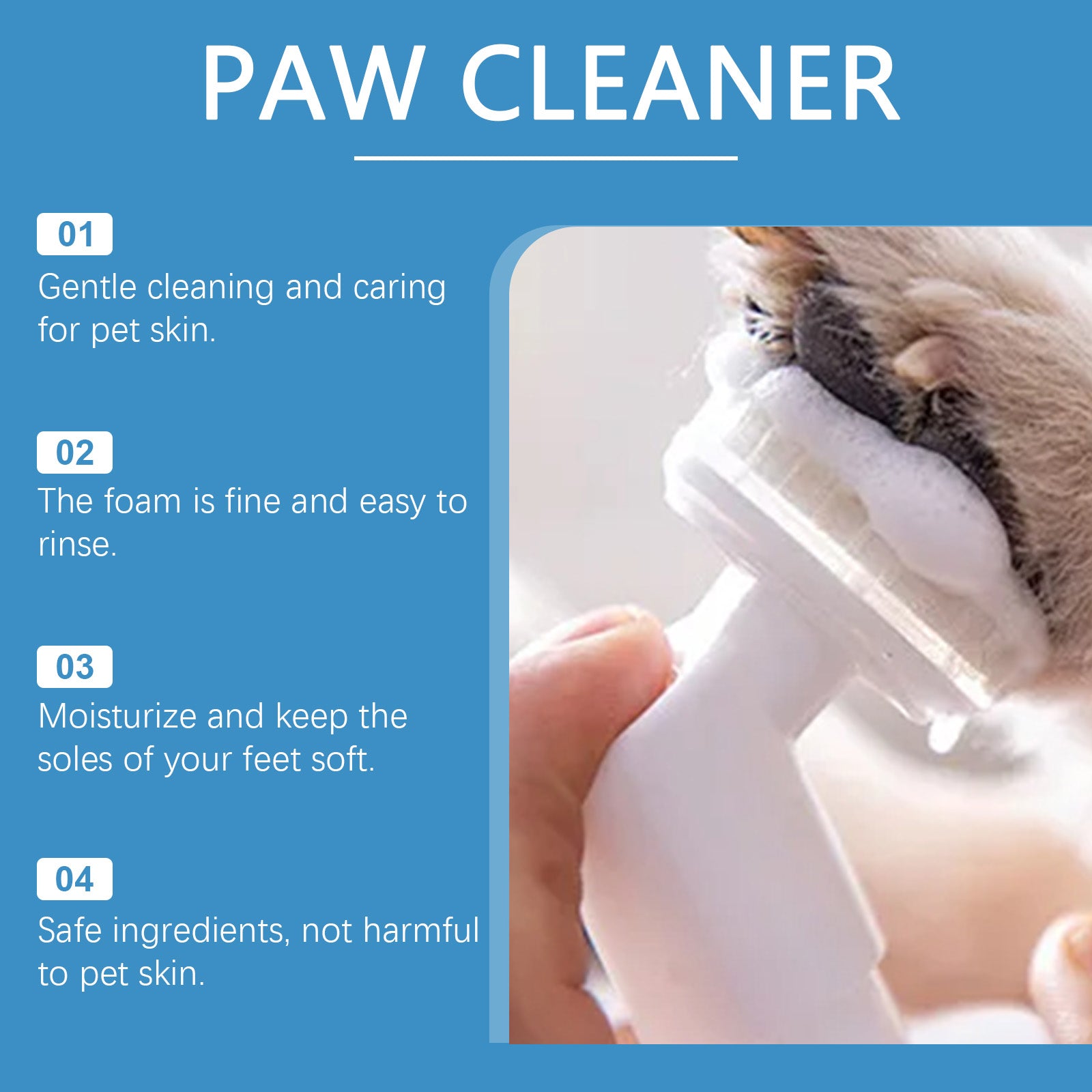 Pet sole cleaner, dog cat cleaning paw sole cleaning foot care foam