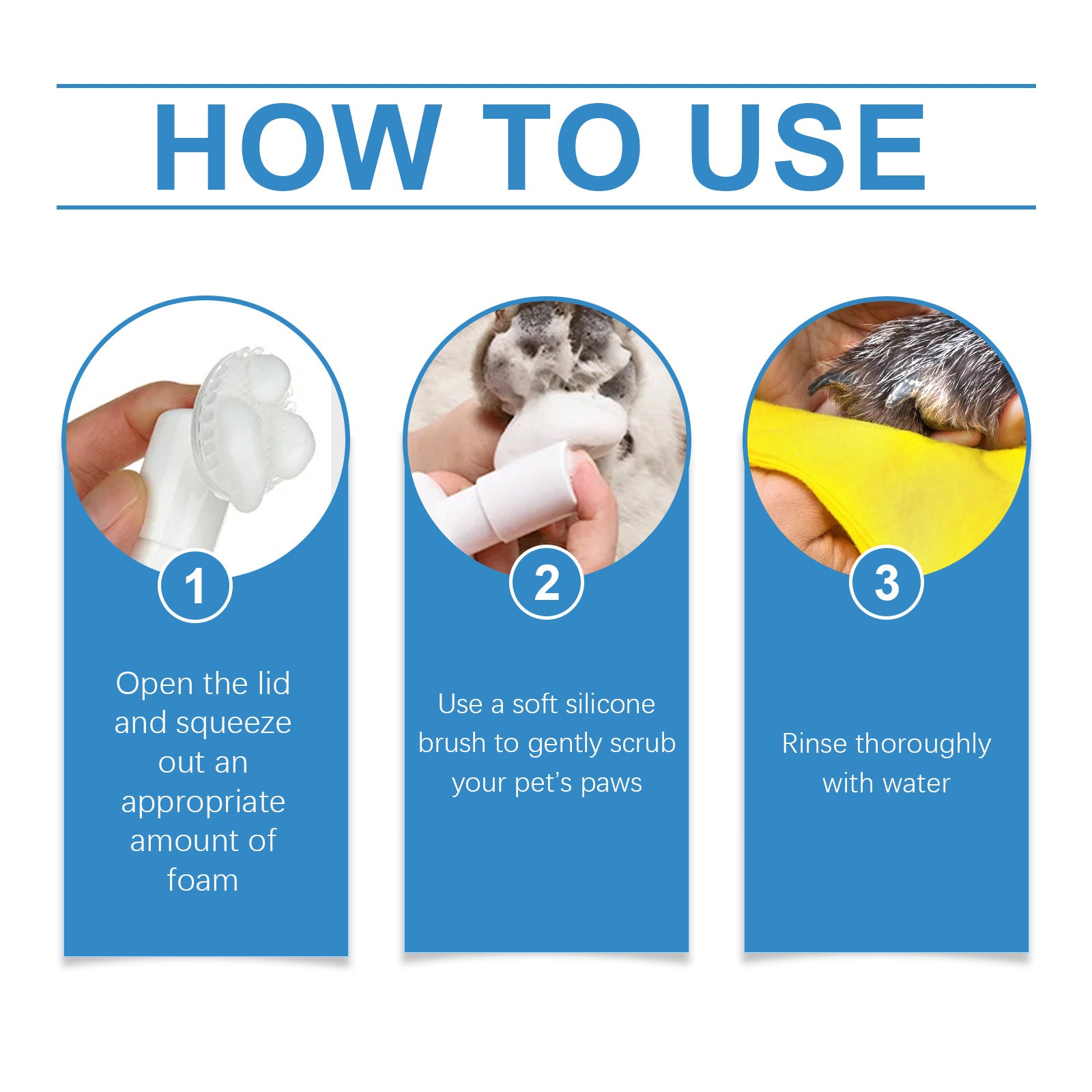 Pet sole cleaner, dog cat cleaning paw sole cleaning foot care foam