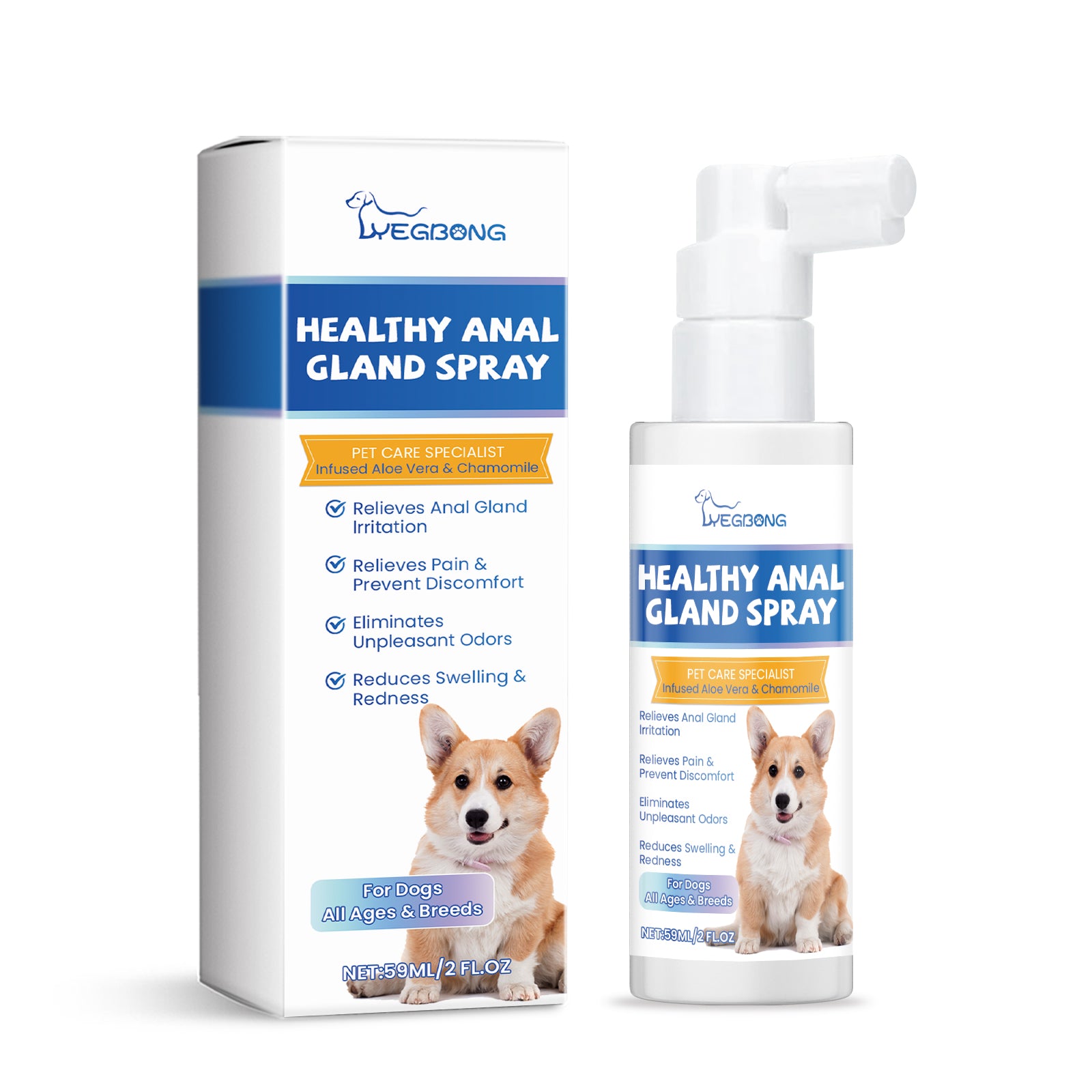 Dog anal gland deodorant spray, mild ingredients, fresh, clean and deodorant aftercare