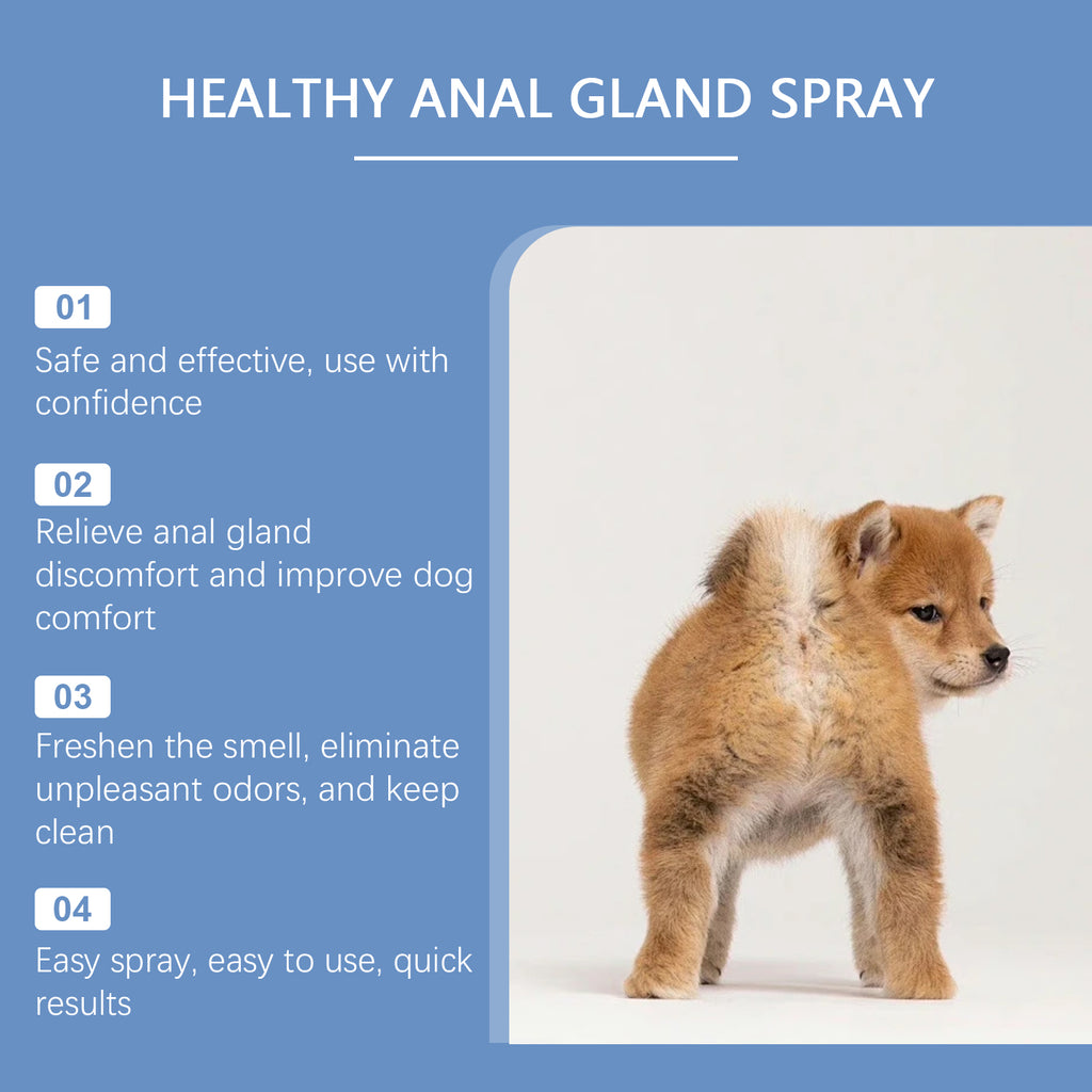 Dog anal gland deodorant spray, mild ingredients, fresh, clean and deodorant aftercare