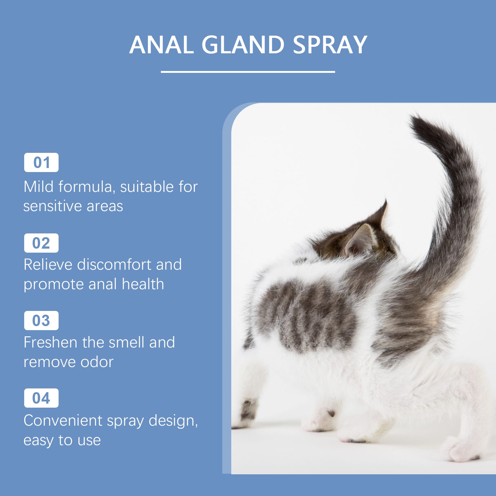 Cat anal gland odor removal spray, fresh odor removal cat post-toilet cleansing spray