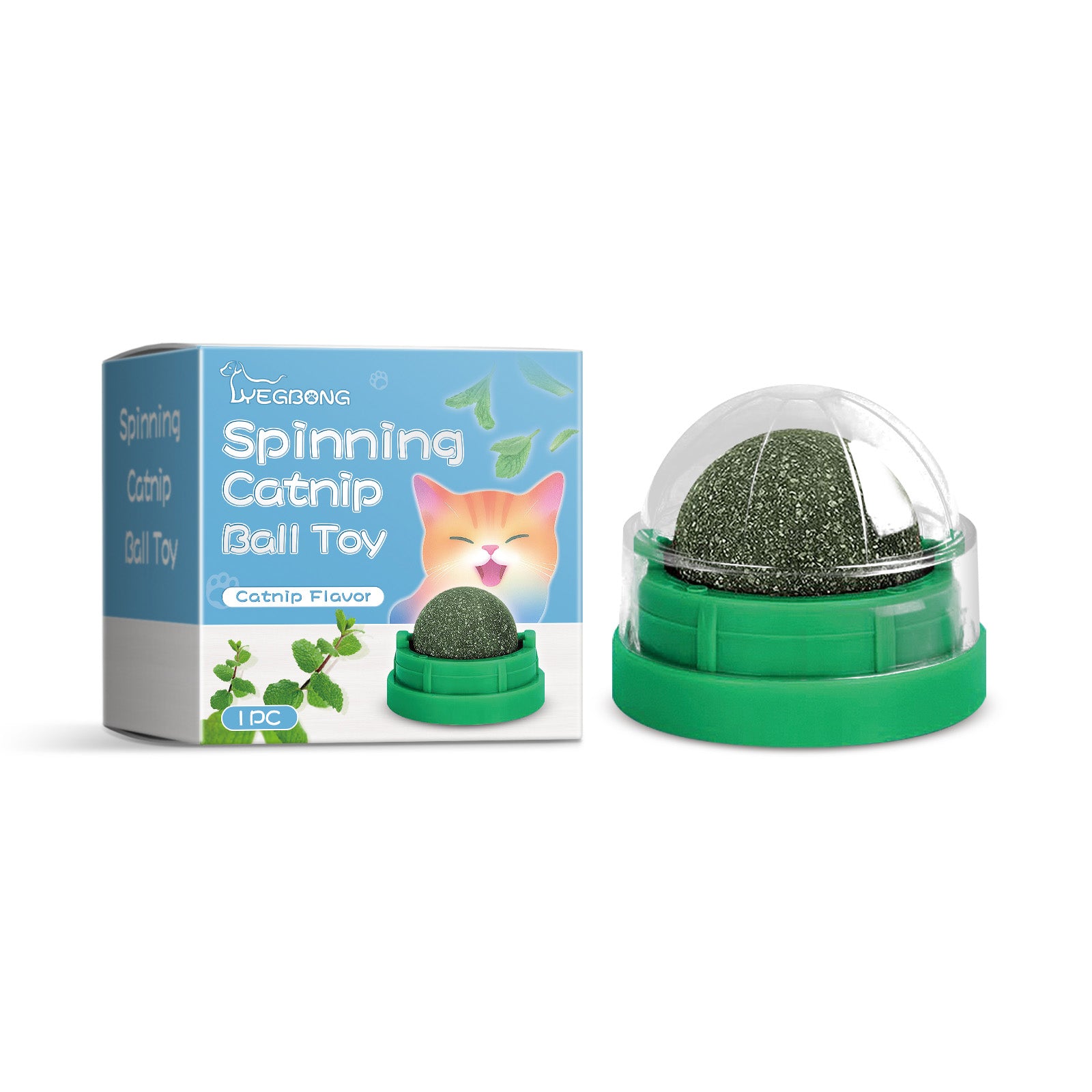 Mint flavored spinning cat ball toy, chewing toy tooth cleaning care spinning mint ball