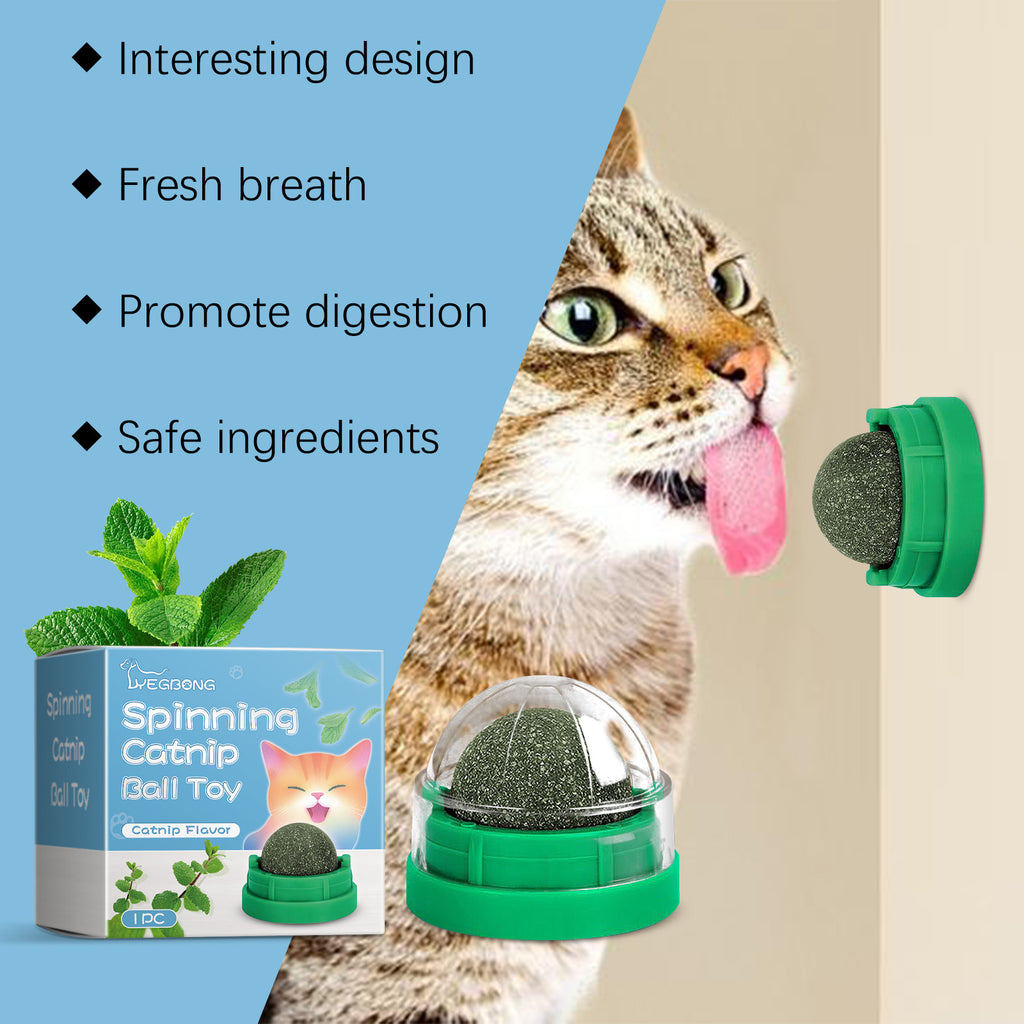 Mint flavored spinning cat ball toy, chewing toy tooth cleaning care spinning mint ball