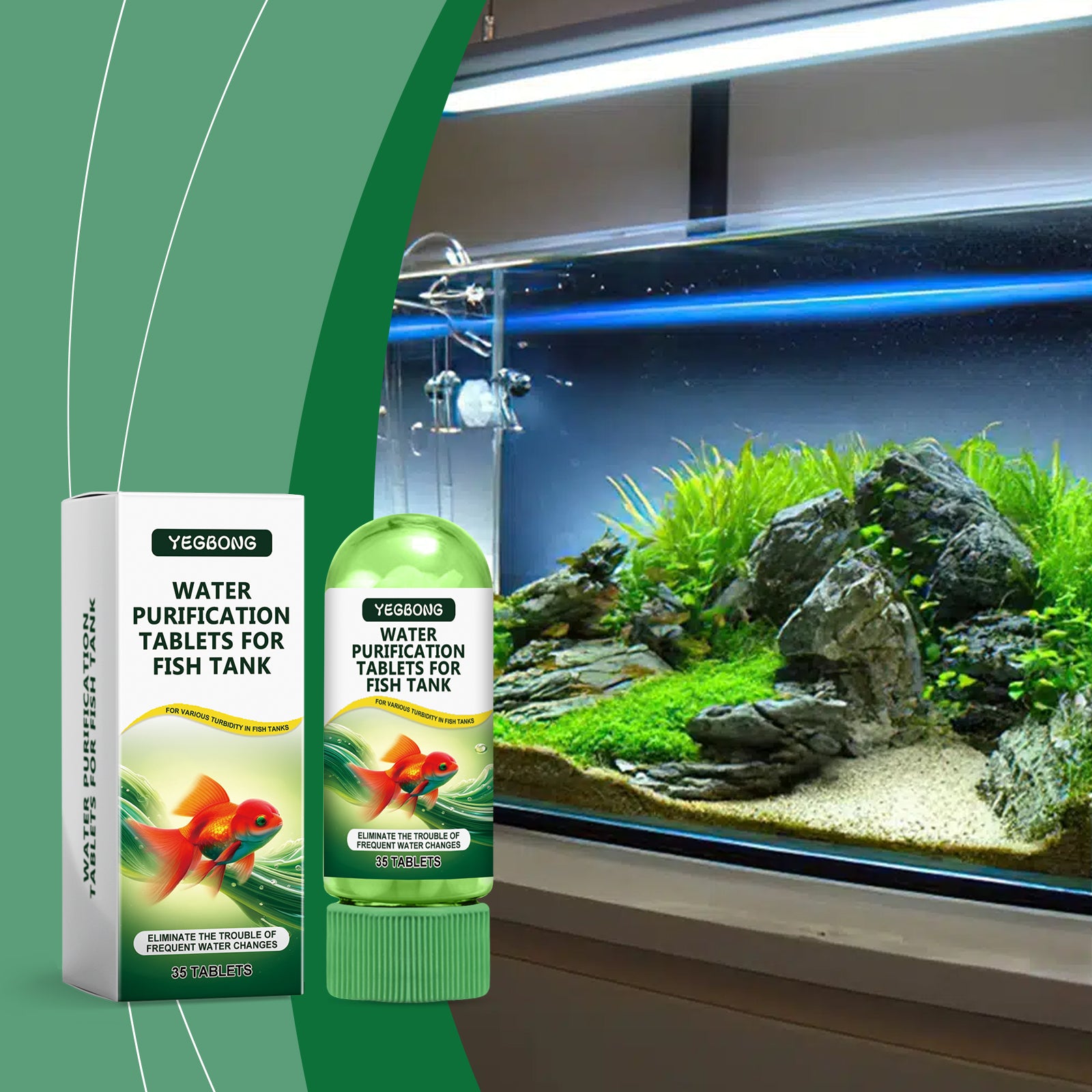 Fish tank water purification tablets, special for water quality cleaning, deodorization, algae removal, stains, sludge, clear fish pond