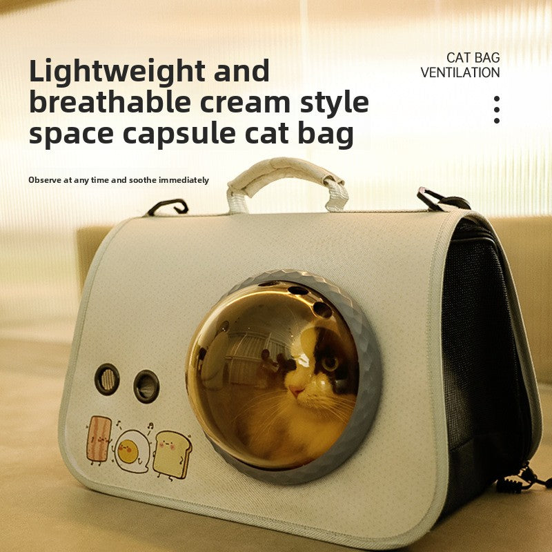 Portable cat bag Transparent outing bag Crossbody pet bag Cat handbag Pet backpack