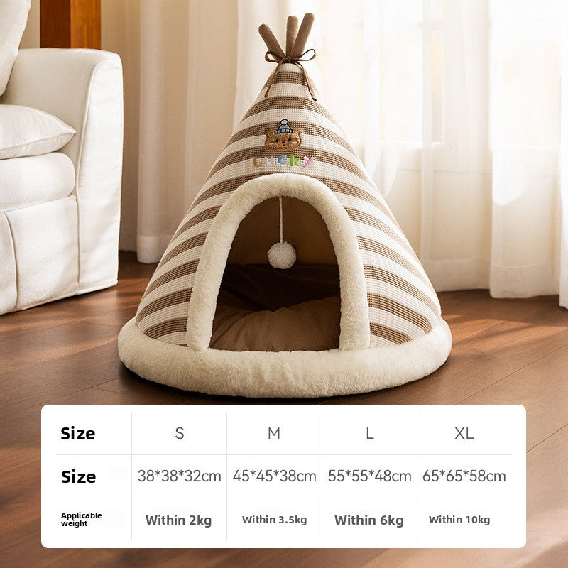 Cat nest autumn and winter round nest knitted tent nest thickened warm yurt Christmas cat house cross-border kennel pet nest