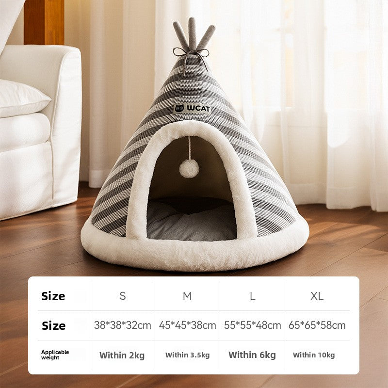 Cat nest autumn and winter round nest knitted tent nest thickened warm yurt Christmas cat house cross-border kennel pet nest