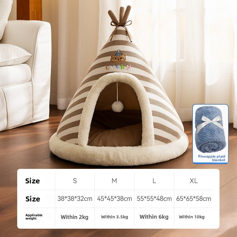 Cat nest autumn and winter round nest knitted tent nest thickened warm yurt Christmas cat house cross-border kennel pet nest